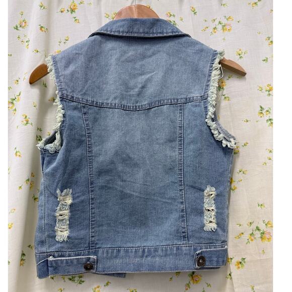 Love Jeans Upcycle‎ Valentine Romantic Unique Denim Vest - Picture 2 of 5